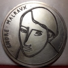 1977 rare grande Medaille cuivre 90mm par gilioli andre Malraux