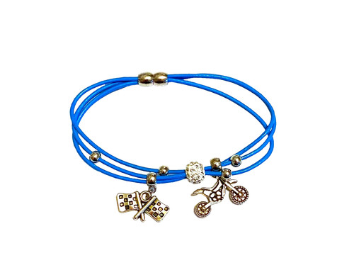 Bracelet cuir bleu - bracelet,