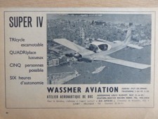 12/1961 PUB WASSMER AVIATION ISSOIRE SUPER IV AVION AIRCRAFT VENISE FRENCH AD