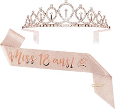 Écharpe Rose Miss 18/20Ans Fille Et Tiara Diadème Couronne Anniversaire Princess