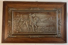 Tableau de cuivre repoussé avec son cadre 35 cm x 22 cm - Chevalier #1