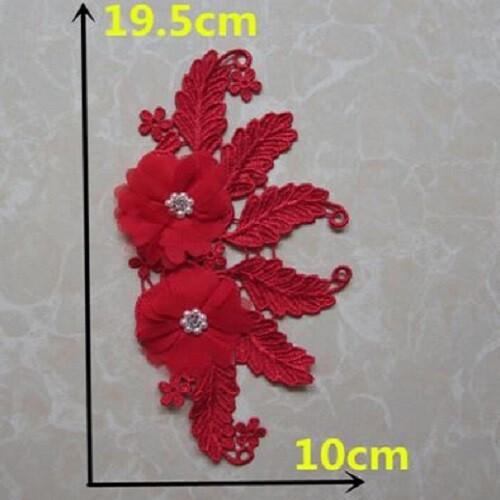 Applique fleur voile perle - fleur, 3d,