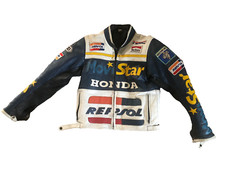 blouson moto cuir HONDA MOVISTAR MARLBORO vintage 80'S rare collector taille S