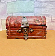 Petit coffre de diligence vintage en bois - boîte à bijoux - vide poche