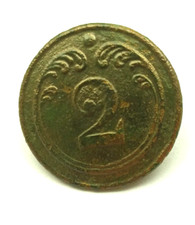 Bouton Militaire - Napoleon 1er - 2 eme Regiment - Patine Verte Ancienne
