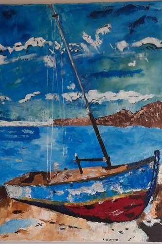 Barque huile sur toile - la,