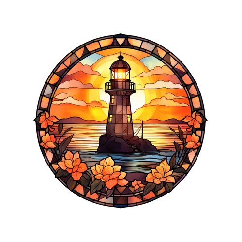 Autocollants phare vitraux - phare,
