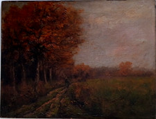 TABLEAUX HST XIX EME PAYSAGE FORET CHEMIN BARBIZON SIGNE  GERMAIN PELOUSE