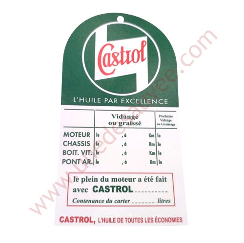 Etiquette vidange castrol - vidange,