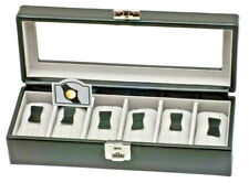 Davidts 378806 BOITE à Montres  coffret 6 places CHROME Cuir noir