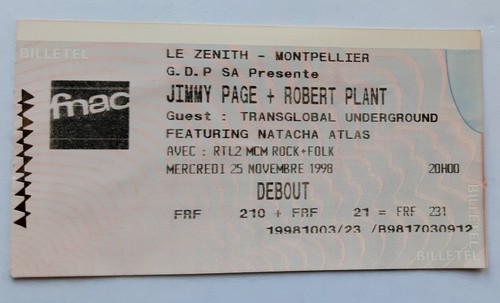 Ticket billet place concert - billet,
