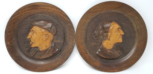Deux assiettes bois sculpte - assiettes,