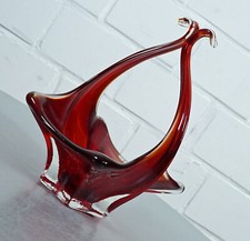 noble coupe en verre de Murano coupe à fruits organique pointe rouge vintage ...