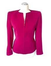 THIERRY MUGLER LUXE SEXY SPACE AGE HOT PINK JACKET STRUCTURED V NECK ZIPPER 40/6