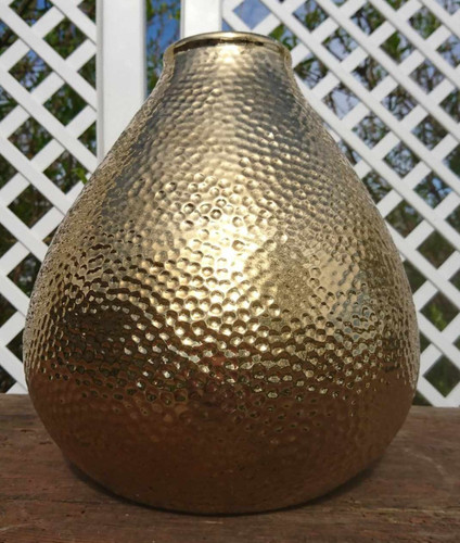 Grand vase ovale - doré, en