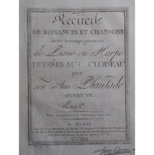 PLANTADE Charles-Henri Recueil de Romances Chant Piano ou Harpe 1796