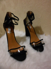 sandales escarpins brides transparentes p.38  noir neuf talons haut