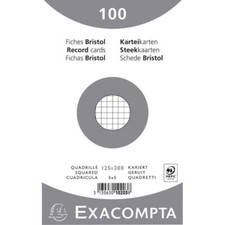 Fiches bristol - 125x200mm - Petits carreaux - Non perforées - Blanc - Lot de 10