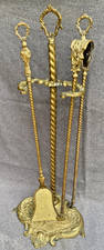 Antique french Napoleon III fireplace tools rack 19th century bronze