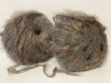 Lot De 10 Pelotes De Laine Mohair Fantaisie Taupe/ Fabriqué En France