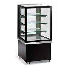 Vitrine aluminium positive ventilée 255 Litres 1 porte battante vitrée, noire, s