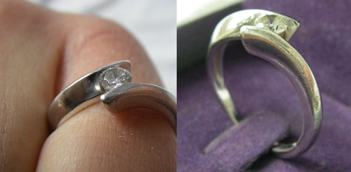 Bague sertie solitaire argent - sertie,