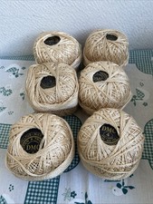 6 Anciennes Pelotes Bobine Coton A Tricoter Beige N 4 Dmc Couture 