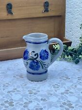 Pichet en Céramique Signé Betschdorf - Décor Floral Bleu en Grès D'Alsace