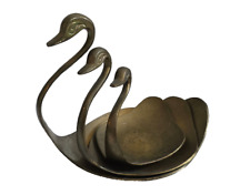 Suite de 3 vide-poches vintage en laiton, cygnes années 1970, décoration rétro