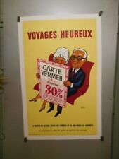 AFFICHE ANCIENNE ORIGINALE - VOYAGES HEUREUX PAR HERVE MORVAN