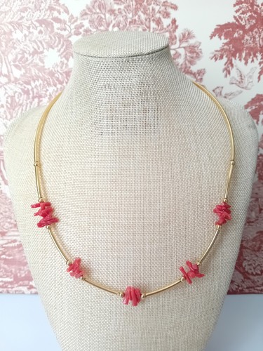 Collier plaqué corail - collier,