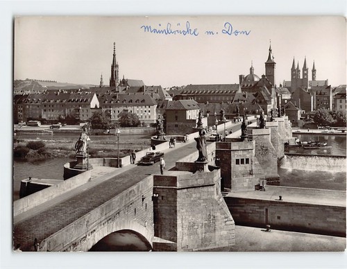 Postcard alte mainbrücke - mainbrücke, mit