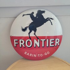 Plaque émaillée Frontier, déco route 66 gasoil, reproduction enseigne vintage