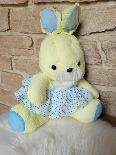 Peluche lapin jaune bleu - peluche, et