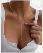 Gold Plated Lariat Necklace