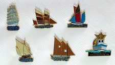 Collection de 6 Pin's Bateaux Voiliers Chalutier Pêche 
