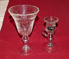 Coupe et bougeoir en verre