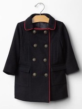 NWT! Contrast-trim pea coat