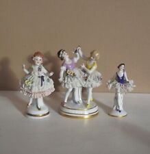 Lot de 3 danseuses ballerines en porcelaine de Saxe, Dresden et autres