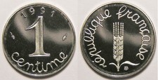 RARE FDC : 1 centime épi 1991