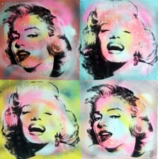marilyn monroe 4d TABLEAU pop street art graffiti PyB french paint canvas signed
