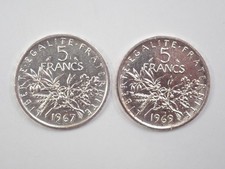 Lot : 2 pièces de 5 f semeuse