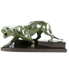 Régule animalier de style Art déco 1930 panthère socle marbre