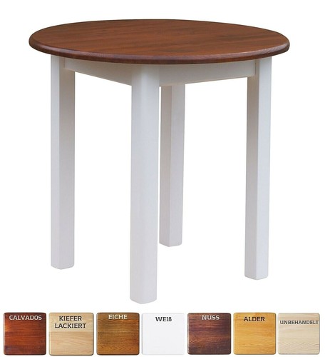 Table ronde pin à - table, en