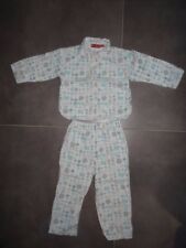 Pyjama 2 pièces coton blanc imprimé oursons fleurs bleues PICK OUIC Taille 4 ans