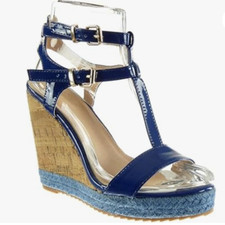 Sandales compensées femme neuves bleues T41