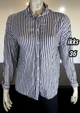 Ikks Taille 36  Superbe chemise manches longues blanche rayée bleue femme