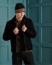 Blouson bomber en cuir noir