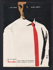 Pub 1961 vêtement chemise NOVELTEX boussac homme dessin Rene Gruau