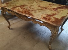 Ancienne Table Basse de salon avec plateau en marbre 84,5 x 48,5 cm